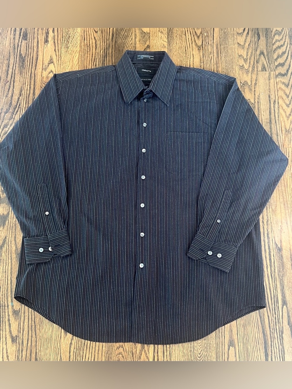 Claiborne Black Pinstripe Long-Sleeve Dress Shirt